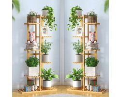 Bamboe Hoek Hoog Plantenrek - Meerdere Bloemhouder Plank - Indoor Outdoor