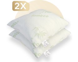 Bamboe Hoofdkussen 2-Pack – Aanpasbaar met Rits, Hervulbaar, Ergonomisch & Hypoallergeen voor Ultiem Natuurcomfort - Bamboo hoofdkussens