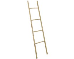 Bamboe houten decoratieve ladder natuur - 160 x 45 cm - houten ladder decoratie muur garderobe om tegen te leunen