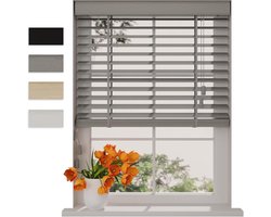 Bamboe Houten Jaloezie - Natuurlijke Raambekleding - Licht en Privacy - Duurzaam Bamboehout - 210 x 240 cm - Lichtgrijs