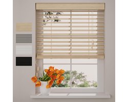 Bamboe Houten Jaloezie - Raambekleding - Lichtinval Regelen - Duurzaam Bamboehout - 75 x 130 cm - Licht Eiken