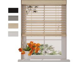 Bamboe Houten Jaloezie - Raambekleding - Privacy Instellen - Duurzaam Bamboehout - 90 x 175 cm - Licht Eiken