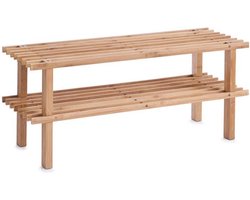 Bamboe houten schoenenrek/schoenenstandaard 2-laags 70 x 26 x 30 cm - Schoenen opbergen