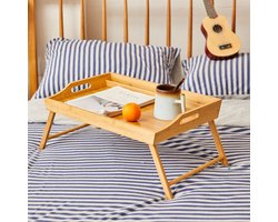 Bamboe inklapbare bedtafel voor op bed met dienblad - Houten Bedtafeltje - Laptoptafel - Ontbijt Bed - Bank dienblad