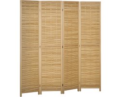 Bamboe Kamerscherm voor Binnen, 4 Panelen, 160 x 170 cm, Opvouwbaar - Natuurlijk licht van kleur