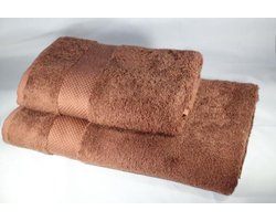Bamboe katoenen handdoek en baddoek 2 in 1 set Bruin Katoen 70%, bamboe 30%