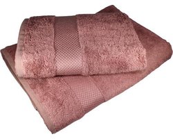 Bamboe katoenen handdoek en baddoek 2 in 1 set roze Katoen 70%, bamboe 30%