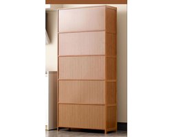 Bamboe Keuken- en Woonkamerkast – Staand Multifunctioneel Buffet- en Vitrinekast met Flapdeur – 70×172 cm – Ruimtebesparend Opbergmeubel – Novihome