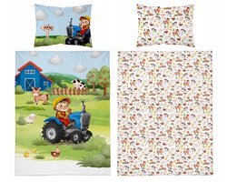 Bamboe Kinderbeddengoed 2-delig 120x90cm - Traktor Blauw