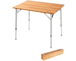 Bamboe klaptafel, campingklaptafel - Tuin Aluminium Hout 3 hoogtes Verstelbaar