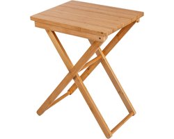 Bamboe klaptafel Maui, praktische bijzettafel voor binnen en eettafel voor aanbouw in de tuin met geakt oppervlak, ruimtebesparende opklapbare balkontafel van bamboe, 42 x 52 x 30 cm