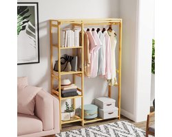 Bamboe kledingrek met planken en kapstok - Kleding opknoping rail - Staande rek 354" x 118" x 58" kledingrek