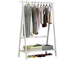 Bamboe Kledingrek - Open Kledingkast - Opbergen Kleding - Opvouwbaar Ontwerp - 75x40x145cm - Wit