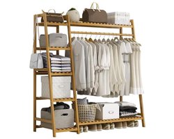 Bamboe Kledingrek voor Opslag en Organisatie in Slaapkamer, Badkamer, en Kantoor
