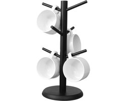 Bamboe Koffiebekerhouder met 6 Haken - Moderne Organizer voor Bekers en Theekopjes