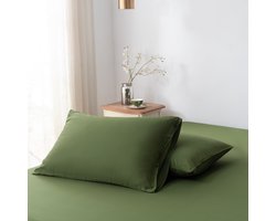 Bamboe kussenslopen Deep Moss donkergroen 50x75 cm – Set van 2, zacht, ademend & duurzaam | Boomba Bamboo®