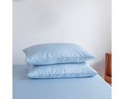 Bamboe kussenslopen Sky Blue 60x70 cm – Set van 2, zacht, ademend & duurzaam | Boomba Bamboo®