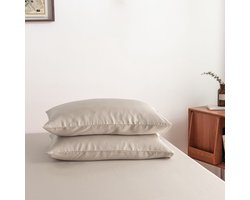 Bamboe kussenslopen Soft Taupe beige 60x70 cm – Set van 2, zacht, ademend & duurzaam | Boomba Bamboo®