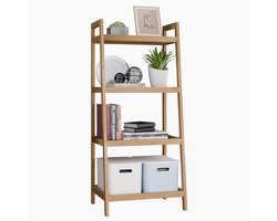 Bamboe Ladder Boekenkast en Opbergrek - Vrijstaande Plant Display Stand voor Slaapkamer, Keuken en Balkon
