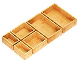 Bamboe Lade Organizer Set van 6 - Multifunctionele Opbergdozen voor Keuken, Badkamer, Kantoor en Make-up