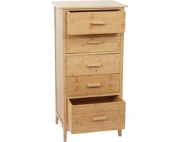Bamboe ladekast MCW-M24, badkamermeubel kast dressoir badkamermeubel plank, 5 laden, 100x50x40cm