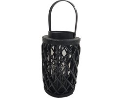 Bamboe lantaarn - zwart - Lantaarn -windlicht - kaarsenstandaard - 30 cm hoog - tuin - tuinverlichting