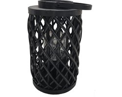 Bamboe - lantaarn - zwart - Lantaarn -windlicht - kaarsenstandaard - 40 cm hoog