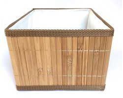 Bamboe Mand - Bamboe Badkamer Box - Badkamer Opruim Bak - Opbergbak van Bamboe - Rieten Mand Uiterlijk - Houten Mand Uiterlijk - Klein formaat mand 24x18x13 cm - Mooie stijlvolle opbergbox voor al je badkamerartikelen - Duurzaam materiaal