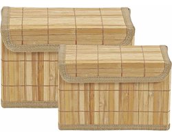 Bamboe manden 2 stuks | Multifunctionele mand | Opbergmanden | 14x25x16cm | 11x20x15cm | Opberg Box/Doos/Mand/Vakken - Opbergsysteem