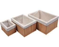 Bamboe manden 3 stuks | Multifunctionele mand | Opbergmanden | Opberg | opberger Box |Doos |Mand/Vakken - Opbergsysteem