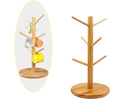 Bamboe Mok Houder - Koffie Mok Boom - Keuken Organizer - 6 Haken - 16 x 17.8 x 36.1 cm