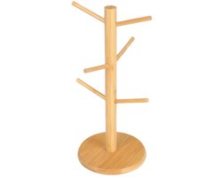 Bamboe mokhouder ,6Koffiekopjeshouderboom met haken,decoratieve mokkenhouder voor op de toonbank,Antislip koffiekopjesboom