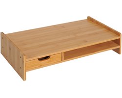 Bamboe Monitorstandaard met Lade 49x25,5x11,5cm Natuurlijk Bureau Organizer Opbergvak voor Kantoor Thuiskantoor
