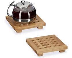 bamboe onderzetters - set van 2 - voor pannen - vierkant - 4 x 20 x 20 cm