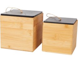 Bamboe opbergbakken - 2 Stuks - Bamboe - Zwart/bruin
