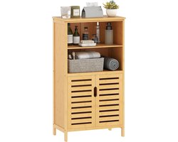 Bamboe Opbergkast met 2 Deuren en Planken voor Badkamer of Woonruimte