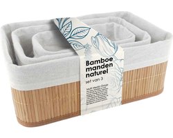 Bamboe Opbergmanden - 3 stuks | Multifunctionele mand | | 20x10x8cm | 25x15x10cm| 30x20x12cm | Opberg Box/Doos/Mand/Vakken - Opbergsysteem