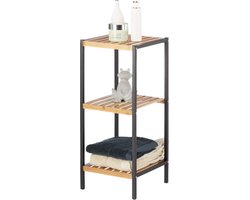 Bamboe Opbergrek - 3 Etages - Metalen Onderstel - Vierkant - Badkamer - Keuken - 70 x 30 x 30 cm opbergrek
