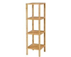 Bamboe Opbergrek - Smal - 4 planken - Naturel - 33 x 33 x 92 cm (B x L x H)