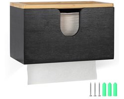 Bamboe Papieren Handdoek Dispenser - 27.5 x 16 x 13 cm - Houders voor H2 Papieren Handdoeken - Ideaal voor Publieke Toiletten met Magnetische Deksel