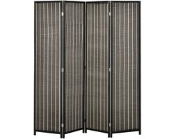 Bamboe Paravent 180x180 cm, 4-Delige Roomdivider, Vouwbaar Sichtschutz voor Woonkamer, Robust Ontwerp met Antislip Voetjes, Inclusief 9 Scharnieren