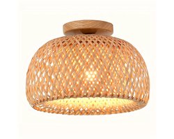 Bamboe Plafondlamp – Handgemaakt – Ø38 cm – Natuurlijke Rotan Look – E27 Fitting – Geschikt voor Woonkamer, Slaapkamer & Keuken – Zonder Lamp