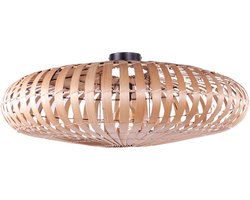 Bamboe plafondlamp naturel | 1 lichts | zwart / naturel | rotan / metaal | Ø 80cm | eetkamer / eettafel / woonkamer lamp | modern / landelijk design | natuur product
