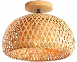 Bamboe Plafondlamp Rotan Semi Inbouw Handgemaakte Boho Verlichtingsarmaturen - Boerderij Verlichtingsarmaturen voor Slaapkamer en Kwekerij - Gang Doorgang zeegras lampenkap