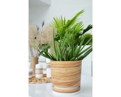 Bamboe Plantenbak met Schotel, Houtlook, Scandinavische Stijl, 21cm