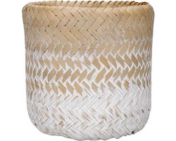 Bamboe plantenpot voor binnen, geweven ontwerp met ombre-effect - 12 x 12 x 11.5 cm