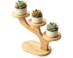 Bamboe Plantenstandaard met 2 Niveaus voor Binnenplanten en Decoratie