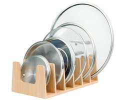 Bamboe Pot Deksel Houder Organizer voor Kasten en Keuken, 6 Secties