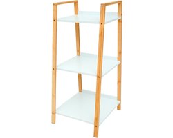 Bamboe rek 3-laags | 34,5 x 36 x 76 cm wit/bamboe