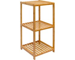 Bamboe Rek voor Badkamer en Keuken - 83x38x40cm Opbergrek met 3 Planken - Houten Badkamerrek